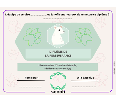 Diplôme de la persévérance - 1ère semaine d'insulinothérapie réalisée tout(e) seul(e)